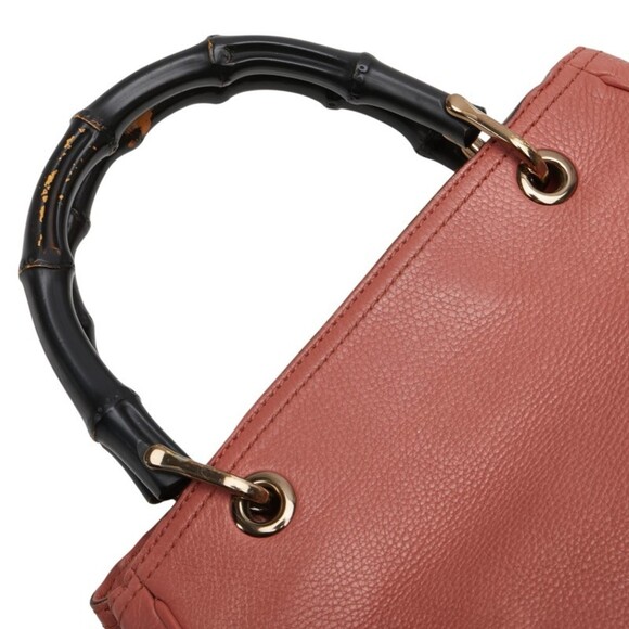 GUCCI Pink Leather Bamboo Shoulder Bag - Picture 11 of 16